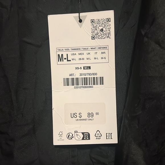 Zara NWT Medium Large Crinkle Kimono Mini Robe Sleepwear Wrap Pajama Black - Picture 9 of 11